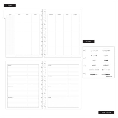 Undated Café Coquette Customizable Planner - Big Horizontal Layout - 12 Months