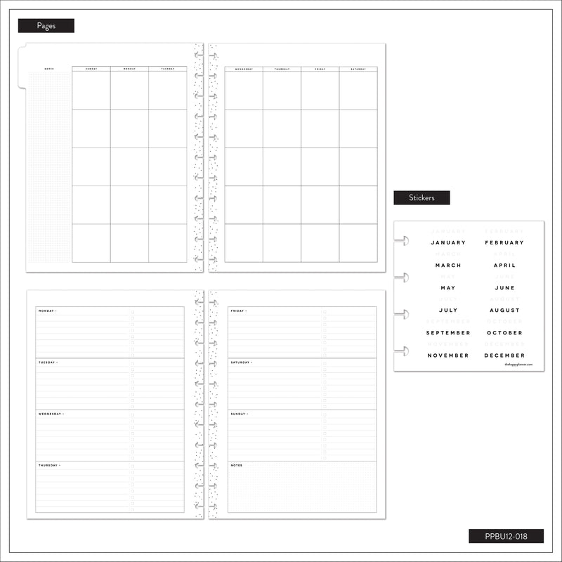 Undated Café Coquette Customizable Planner - Big Horizontal Layout - 12 Months