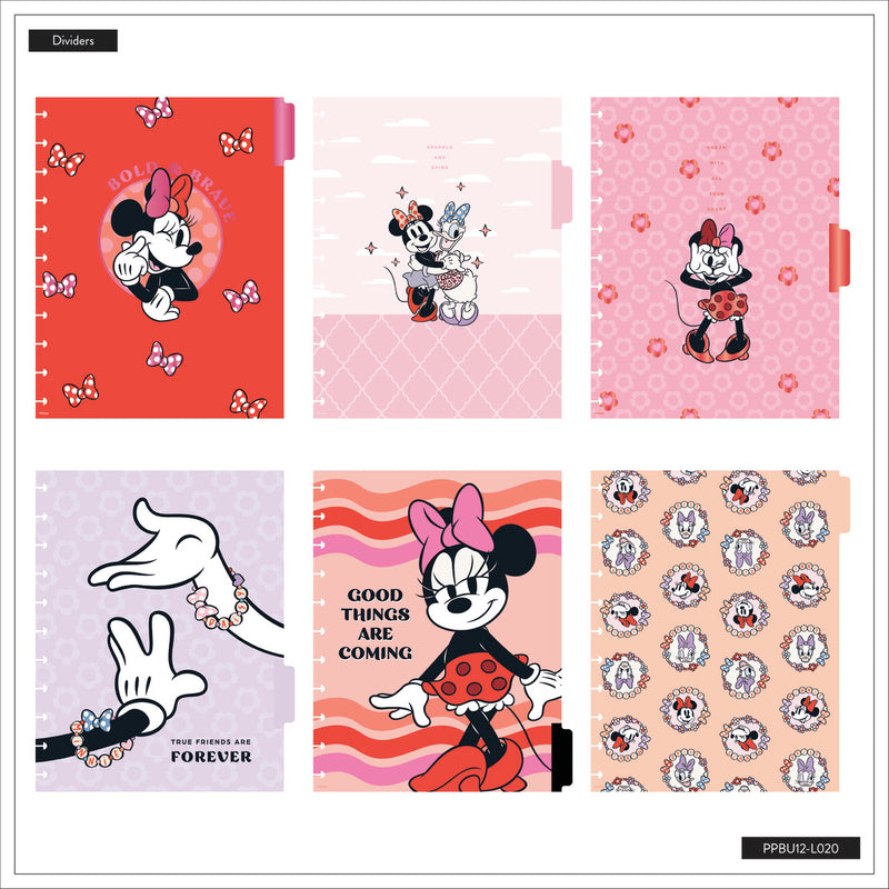 Undated Disney Minnie Mouse Bow Happy Customizable Planner - Big Horizontal Layout - 12 Months
