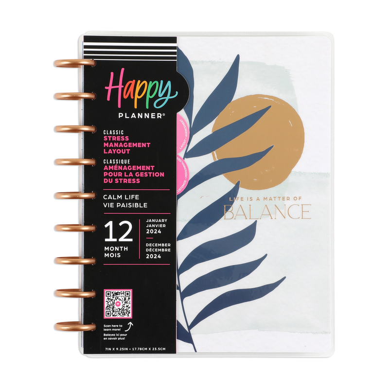 2024 Calm Life Happy Planner - Classic Stress Management Layout - 12 Months