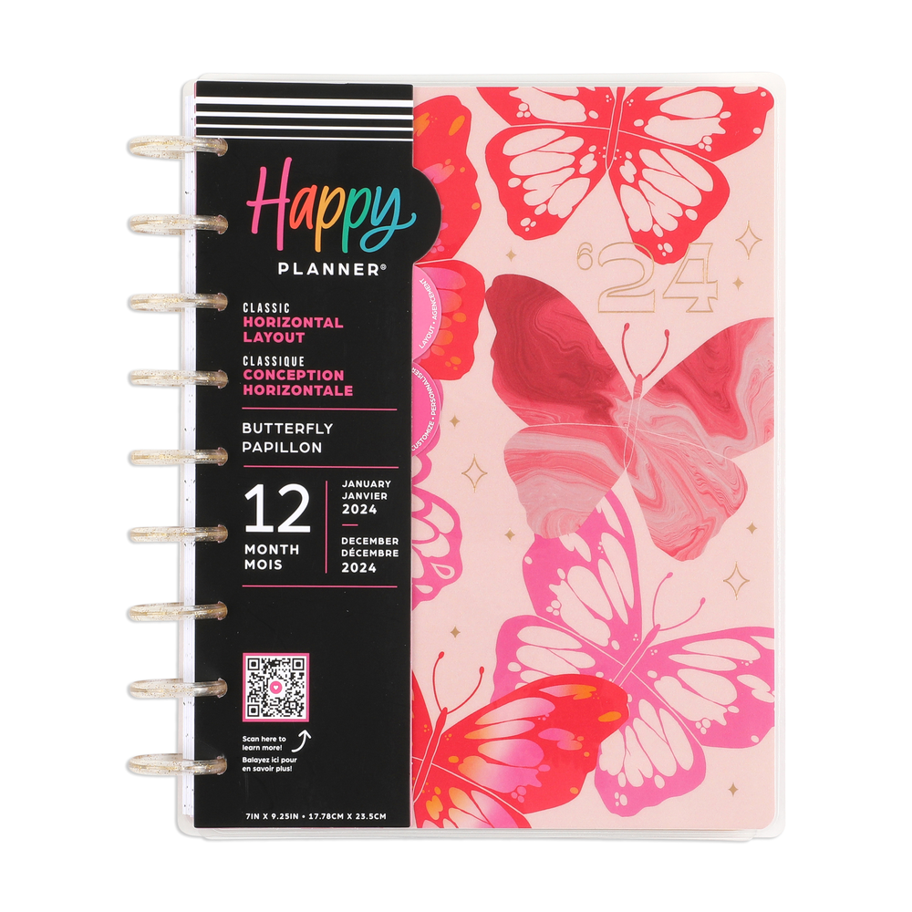 2024 Butterfly Bliss Happy Planner Classic Horizontal Layout 12 Mo