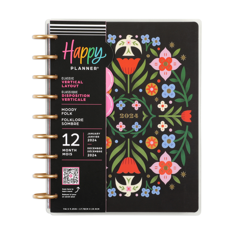 2024 Moody Folk Happy Planner - Classic Vertical Layout - 12