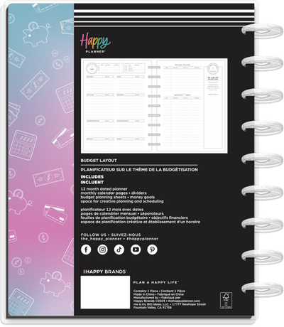 2024 Bright Budget Happy Planner - Classic Budget Layout - 12 Months