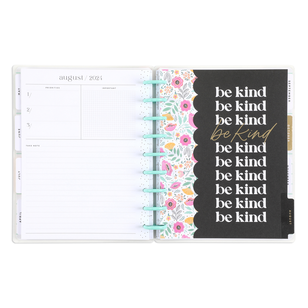 Vertical Planner 2024 7x9 12 Month Planner Personalized Planner VERTICAL  LAYOUT Weekly Calendar Agenda Bright Florals Colorful 