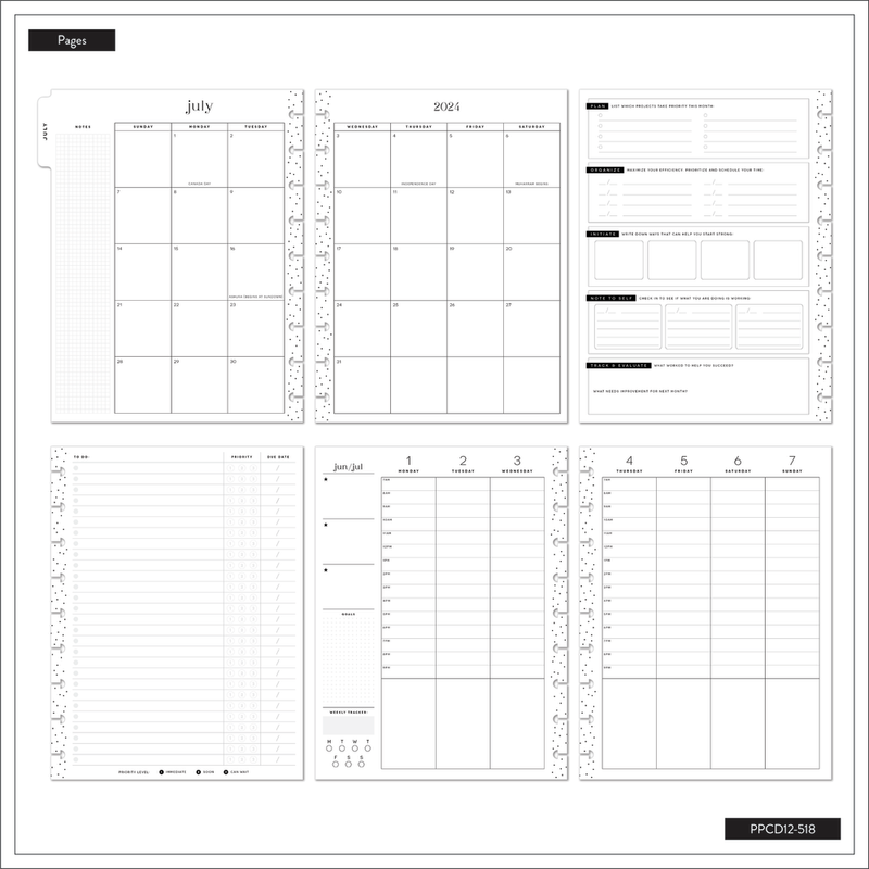 2024 Quirky Plans Student bbalteschule - Classic Study Habits Layout - 12 Months