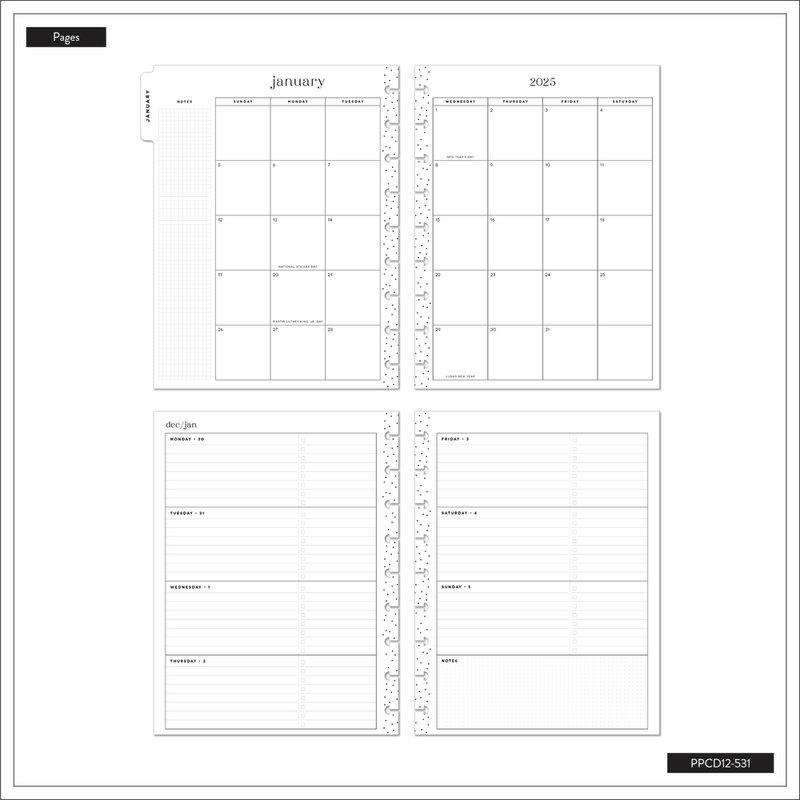 2025 Lush Linens Planner - Classic Horizontal Layout - 12 Months