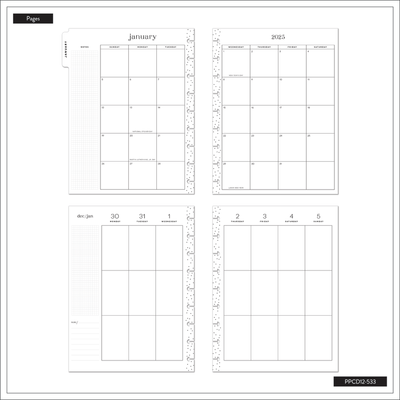 2025 Sketchy Florals Planner - Classic Vertical Layout - 12 Months