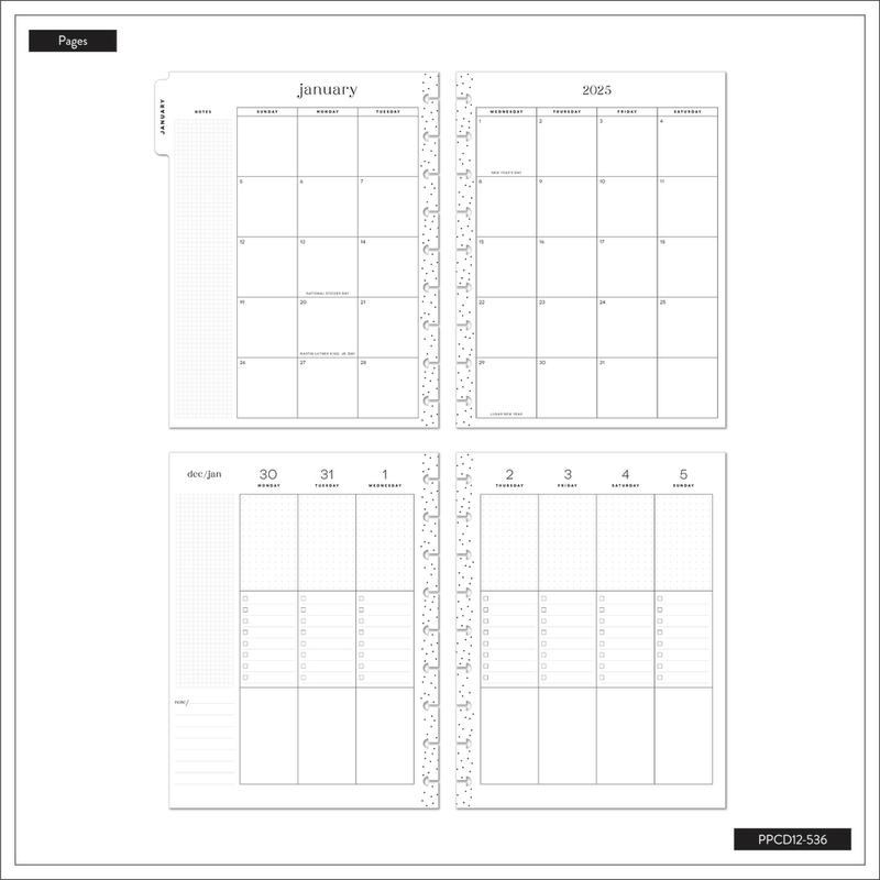 2025 Wallpaper Menagerie Planner - Classic Checklist Layout - 12 Months