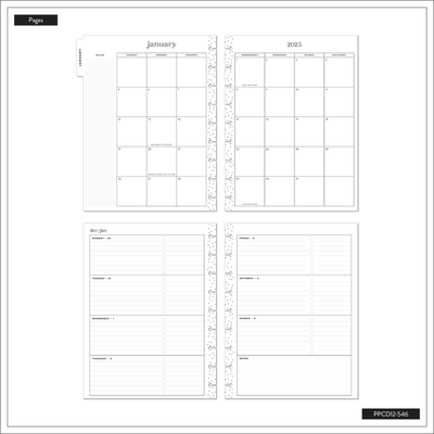 2025 Forest Flowers Planner - Classic Horizontal Layout - 12 Months