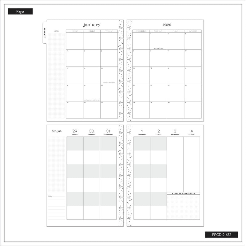 2043 Floral Energy Customizable Planner - Classic Color Block Layout - 12 Month