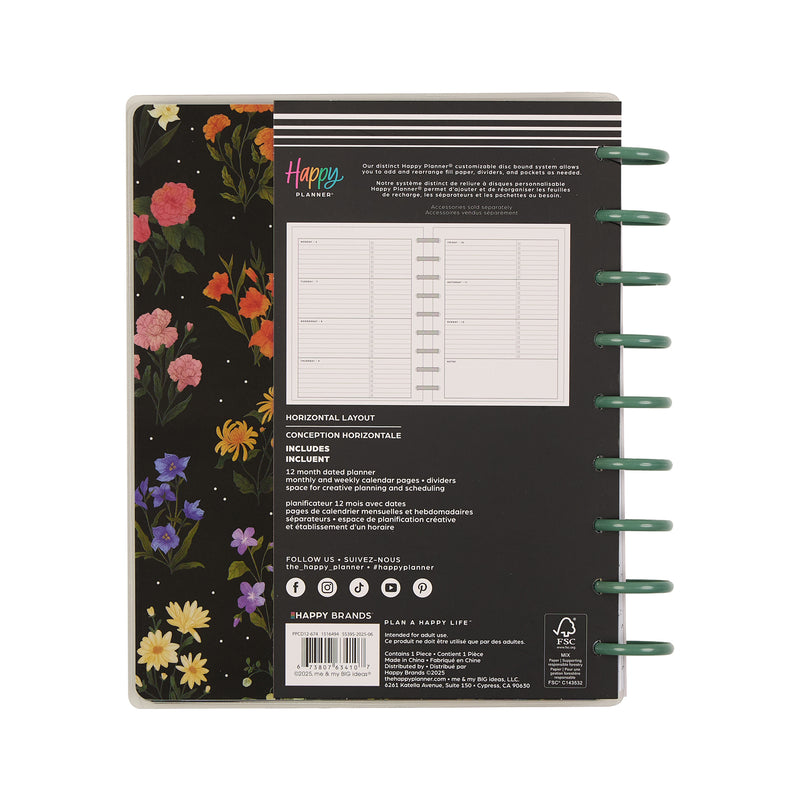 2045 Noir Garden Customizable Planner - Classic Horizontal Layout - 12 Month