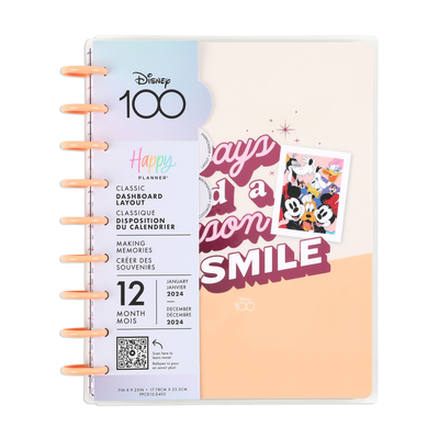 2024 Disney100 Making Memories Happy Planner - Classic Dashboard Layout - 12 Months