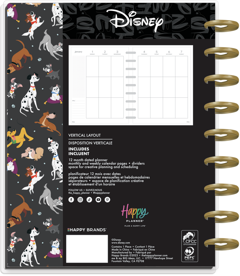 2024 Disney Dogs Happy Planner - Classic Vertical Layout - 12 Months
