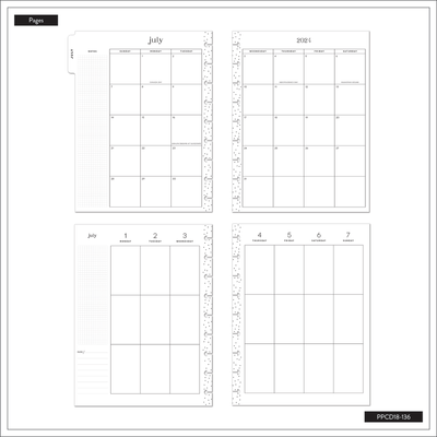 2024 Whimsical Whiskers Happy Planner - Classic Vertical Layout - 18 Months