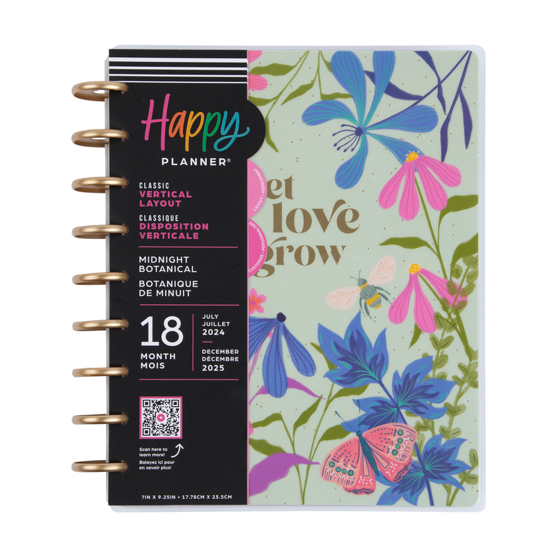 2024 Midnight Botanical Happy Planner - Classic Vertical Layout - 18 Months