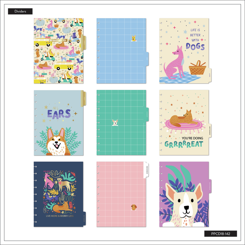 2024 Playful Pups Happy Planner - Classic Vertical Layout - 18 Months