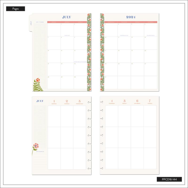 2024 Folk & Feather Happy Planner - Classic Vertical Layout - 18 Months