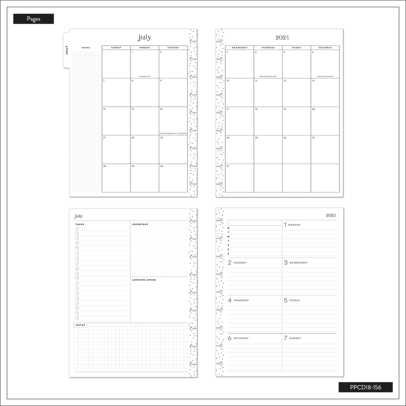2024 Chintzcore Flowers Happy Planner - Classic Dashboard Layout - 18 Months