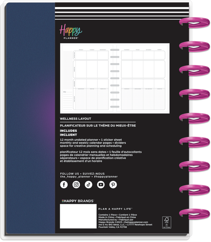 Undated New Aura Happy Planner - Classic Wellness Layout - 12 Months for Free Happy Planner Printable Inserts