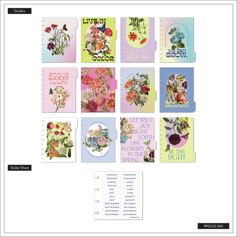 Undated Seeds of Joy Happy Planner - Classic Dashboard Layout - 12 Months