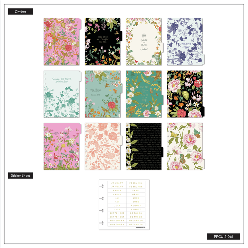 Undated Feathers & Flowers Happy Planner - Classic Vertical Layout - 12 Months