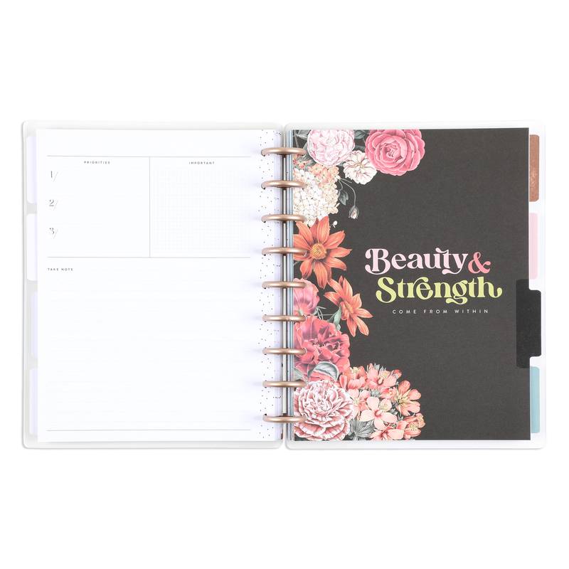 Undated Gathered Flowers Frosted Happy Planner - Classic Dashboard Layout - 12 Months