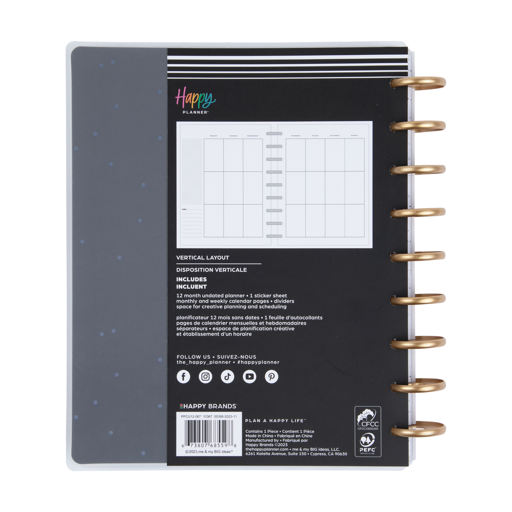 Simple Undated Planner Undated Simple Essentials Happy Planner - Classic Vertical Layout - 12