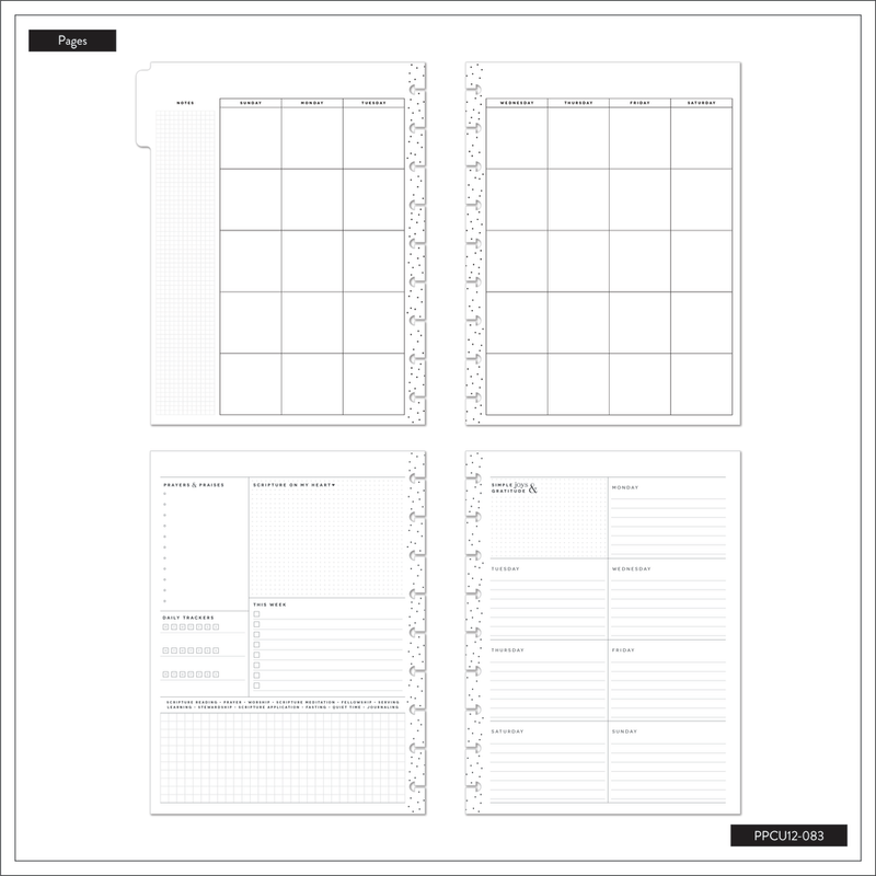 Undated Coastal Faith Planner - Classic Faith Layout - 12 Months