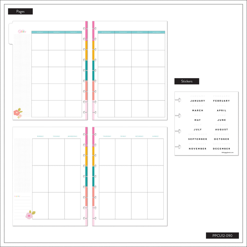 Undated OG Seasonal Squad Goals Customizable Planner - Classic Vertical Planner - 12 Months