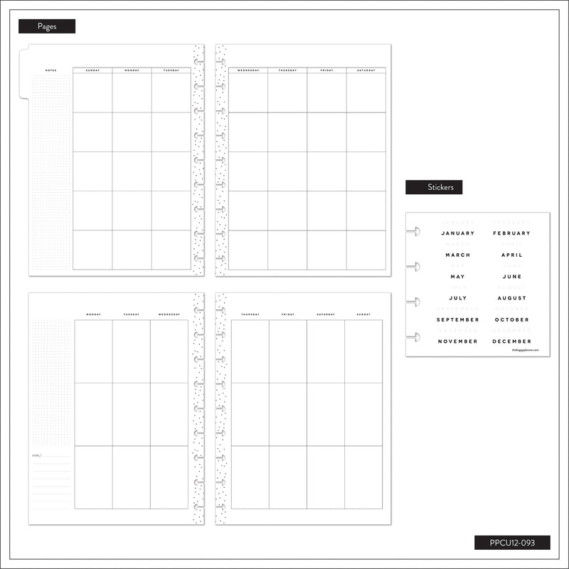 Undated Café Coquette Customizable Planner - Classic Vertical Layout - 12 Months