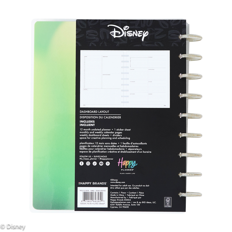 Undated Disney Tinker Bell Stay Sparkly Happy Planner - Classic Dashboard Layout - 12 Months