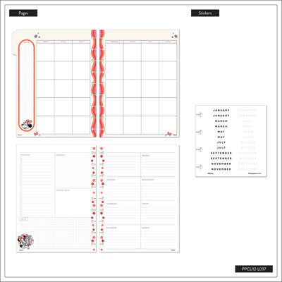 Undated Disney Minnie Mouse Bow Happy Customizable Planner - Classic Dashboard Layout - 12 Months