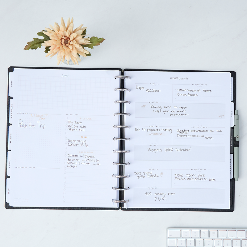 2025 Work + Life Onyx Planner - Big Hourly Layout - 12 Months