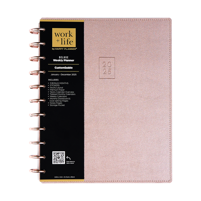 2025 Work + Life Rose Gold Planner - Big Hourly Layout - 12 Months