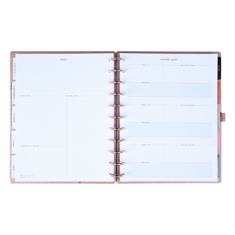 2025 Work + Life Rose Gold Planner - Big Hourly Layout - 12 Months