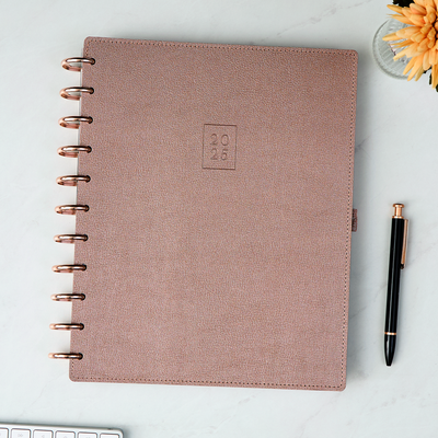 2025 Work + Life Rose Gold Planner - Big Hourly Layout - 12 Months