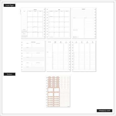 2025 Work + Life Rose Gold Planner - Big Hourly Layout - 12 Months