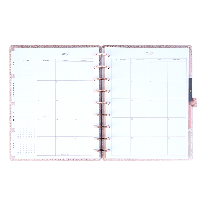 2025 Work + Life Rose Gold Planner - Classic Hourly Layout - 12 Months