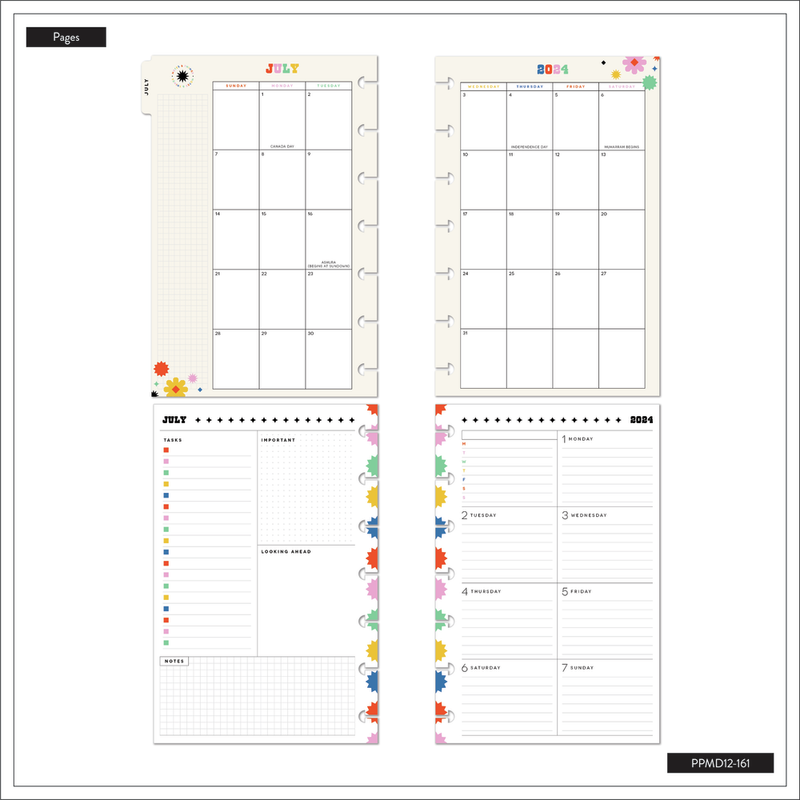 2024 Bright Pops Happy Planner - Mini Dashboard Layout - 12 Months