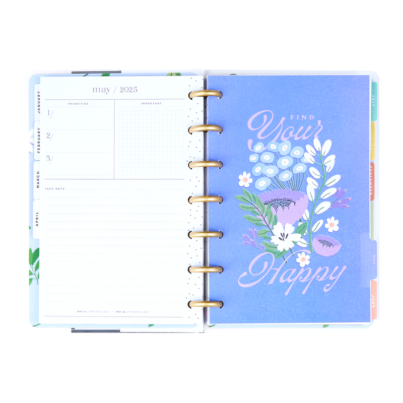 2025 Brilliant Blooms Planner - Mini Vertical Layout - 12 Months