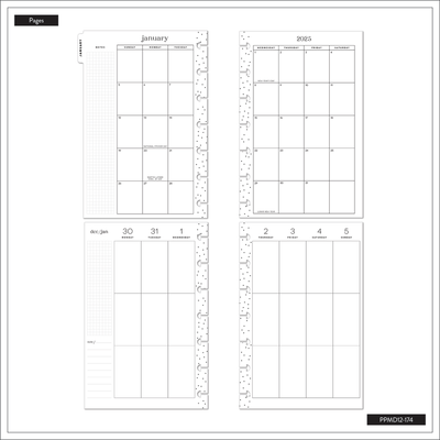 2025 Brilliant Blooms Planner - Mini Vertical Layout - 12 Months