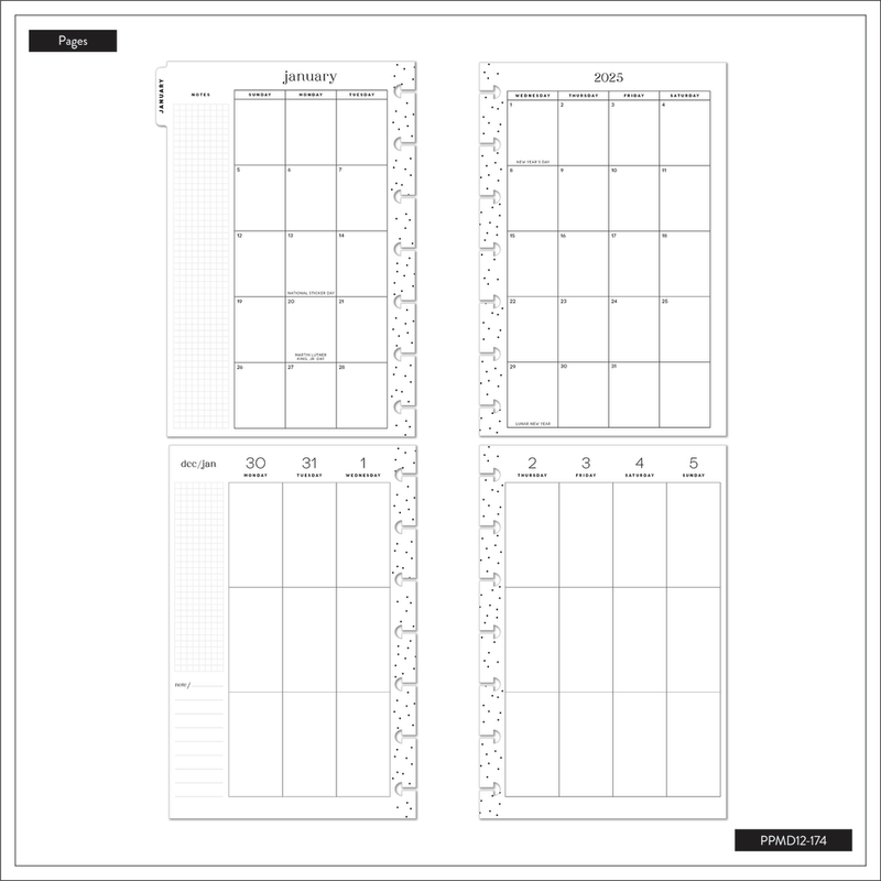 2025 Brilliant Blooms Planner - Mini Vertical Layout - 12 Months