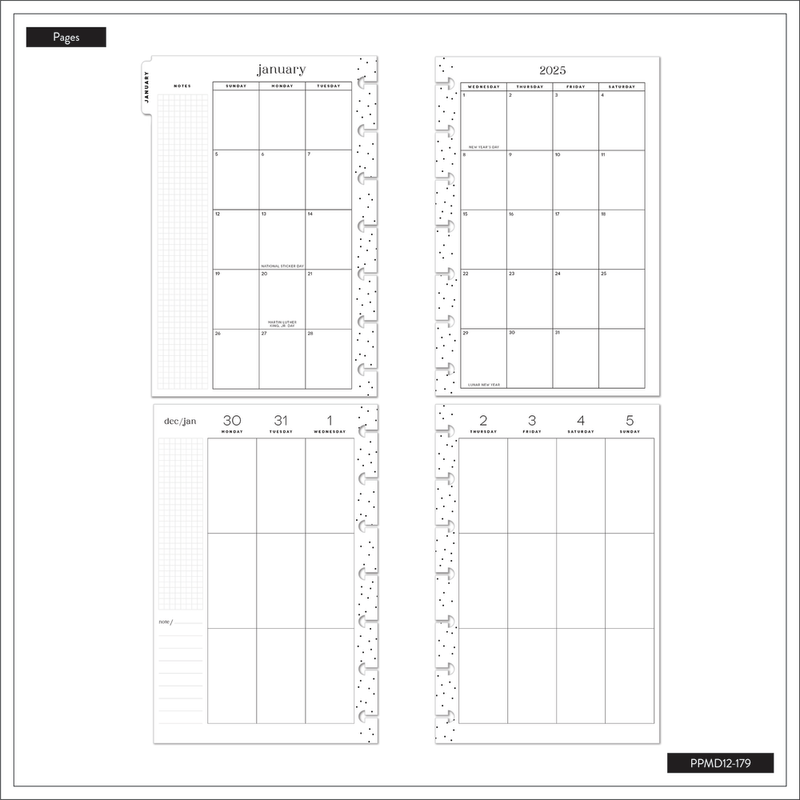 2025 Modern Impression Planner - Mini Vertical Layout - 12 Months