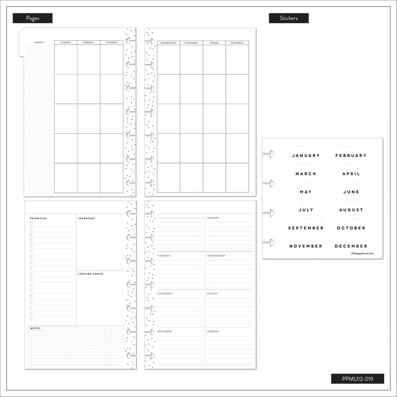 Undated Café Coquette Customizable Planner - Mini Dashboard Layout - 12 Months