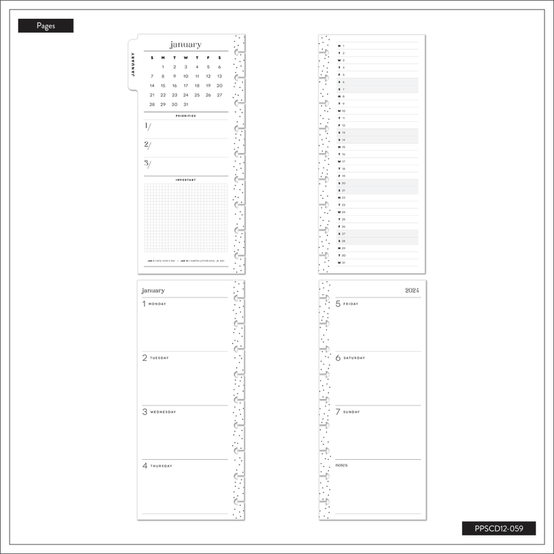 2024 Superbloom Happy Planner - Skinny Classic Horizontal Layout - 12 Months