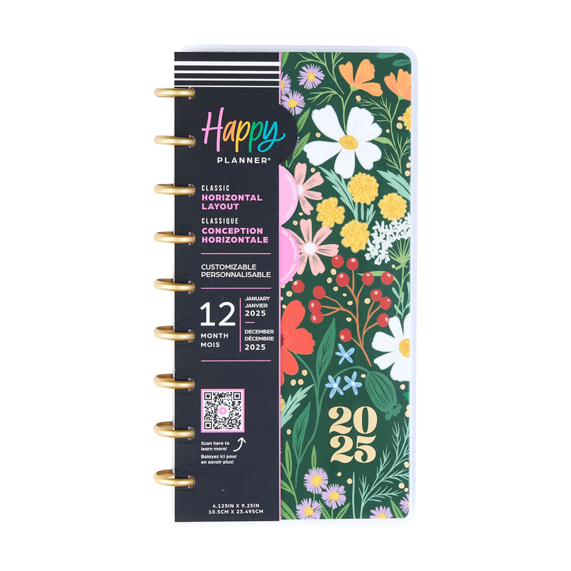 2025 Blooming Bouquet Planner - Skinny Classic Horizontal Layout - 12 Months