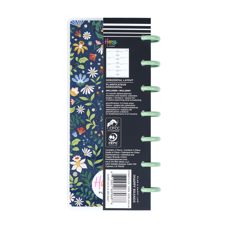 2025 Forest Flowers Planner - Skinny Mini Horizontal Layout - 12 Months