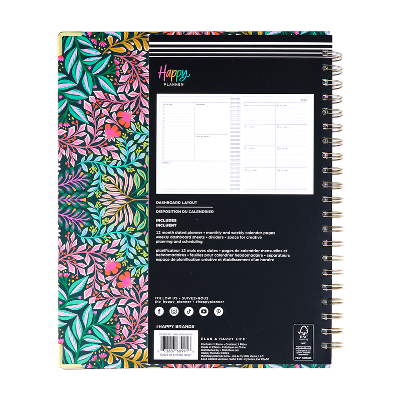 2025 Folk & Flora Spiral Planner - Big Dashboard Layout - 12 Months