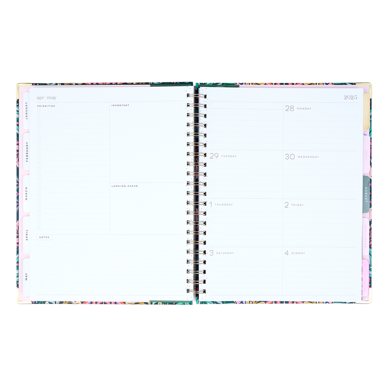 2025 Folk & Flora Spiral Planner - Big Dashboard Layout - 12 Months