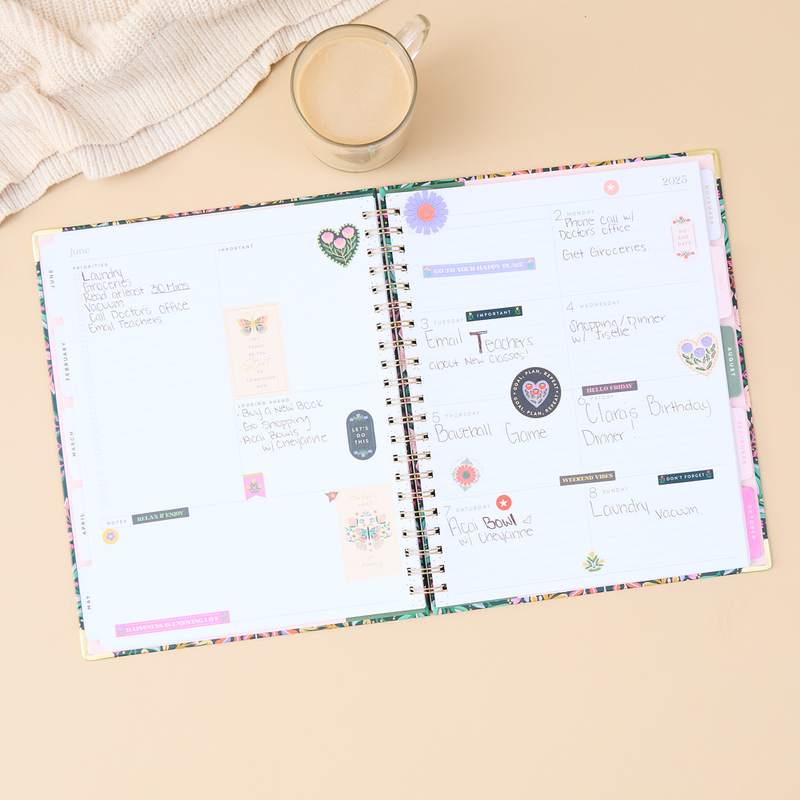 2025 Folk & Flora Spiral Planner - Big Dashboard Layout - 12 Months